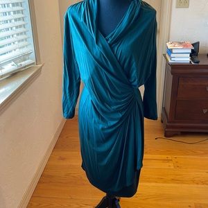 Karen Kane faux wrap dress, forest green.  Size L